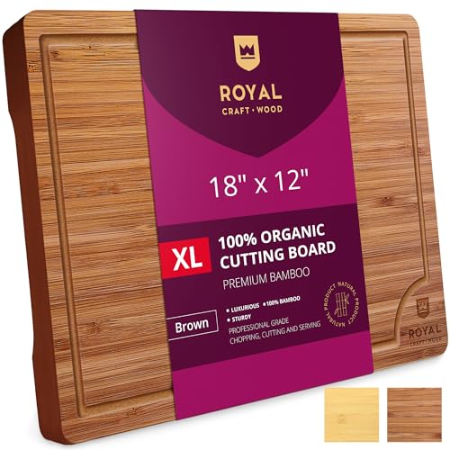 Royal Craft Wood 20‑Inch Walnut Board with Juice Groove - Premium Presentation
