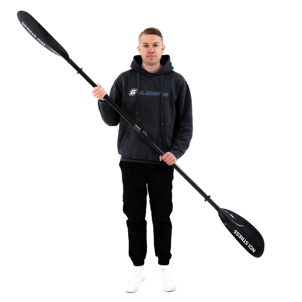 3s-sup No Stress Fiberglas Hybrid Kajakpaddel 4-teilig I Leichtes, schwimmfähiges Paddel I Verstellbare Länge 210-220 cm I Klickverschluss, Doppelklemme I Perfekt für Anfänger & Fortgeschrittene