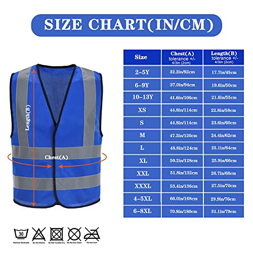 Aykrm 12 Colour High Visibility Viz Vest Hi Vis Viz Reflective Safety Vests For Men (Xs-8Xl) (Medium, Blue) #TOP5