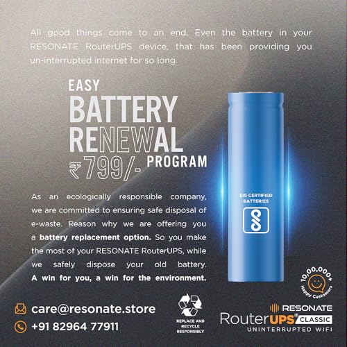 Image of RESONATE Routerups|Dual Band Original Mini UPS for 9V WiFi Routers & Devices (Up to 1A)|Seamless Backup Up to 6 Hours|2X2000Mah Battery, BIS Certified|Compatible with Modems, CCTV, Iot & FTTH Devices