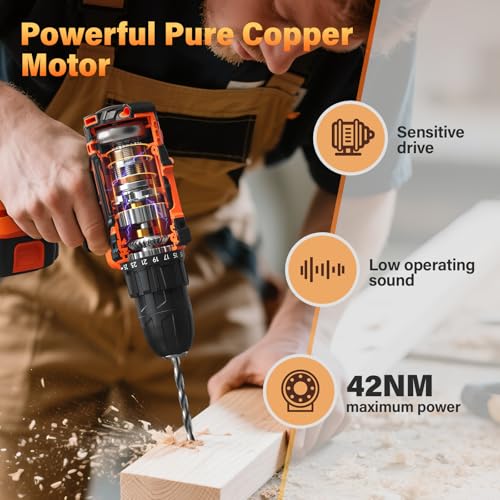 FAHEFANA 20V Cordless Drill Set 2x2.0Ah