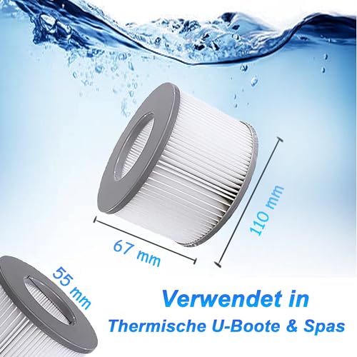 KGC Ersatz Filterkartuschen für MSpa Filter, 6 Stück Ersatzfilter kompatibel mit Whirlpool MSpa Modelle ab 2020, Filterkartusche Wasserfilter für Aufblasbare Pools,Heiße U-Boote und Spa