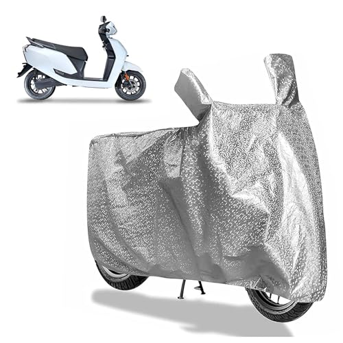 Image of Sulfar Bike Cover for Greaves Electric Ampere Nexus (EV) (Electric Scooter) | Waterproof, Dustproof & UV Protected | All Weather Two Wheeler Cover (Silver) New 2026 Variants