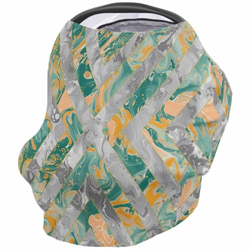 Nursing Cover for Breastfeeding Scarf, Abstract Geometric Marble Texture Modern Art Baby Car Covers Super Soft Multi Use for Canopy Shopping Cart Cover Blanket Stroller Cover