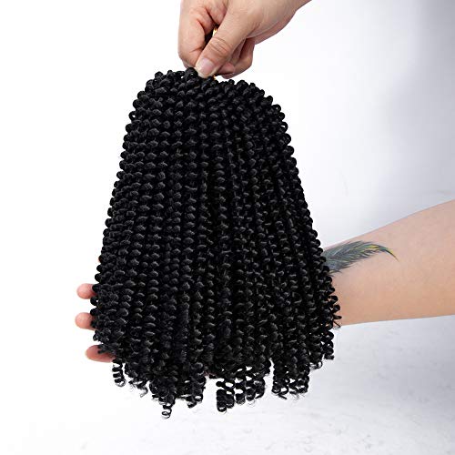 4 Packs Spring Twist Hair Braiding Extensions Synthetic Jamaican Bounce Twist Hair Black Color Crochet Braids Spring Twist Hair Extensions 8 Inch #1