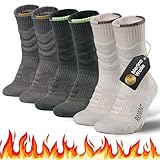Rahhint Calcetines de Senderismo Merino de Compresión - Acolchados Antiampollas para Trekking - 3 Pares para Hombres, Mujeres y Niños - Talla 31-52