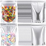 Watersay 150 Packs 1 Gallon 14'X10' Aluminum Foil Bags for Food Storage with Zipper and Clear Window, 6 Mil Reusable Stand-up Bags for Grains, Wheat, Rice, Legumes, Meat Long Term Food Storage