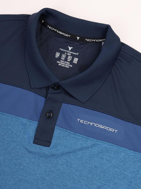 Image of TECHNOSPORT Men's Polo Neck Colorblock Half Sleeve T-Shirt - (MTP741 PRNT)
