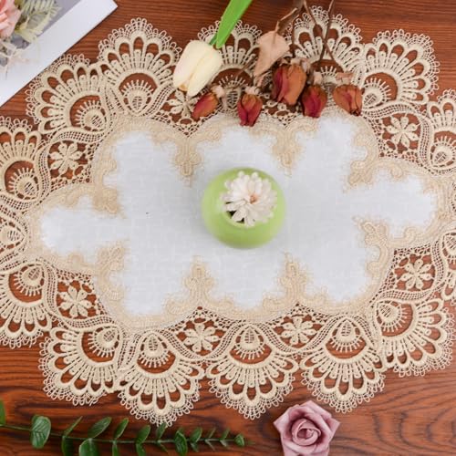 URROMA Polyester Ellipses Table Cover with Lace Trim - Image 4