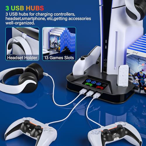 cooling station for ps5slimpro stand with controller charging station for sony psp console playstation 5 slimampstandard discdigital console cooler accessories for ps5 incl cooling fan3 usb hubs