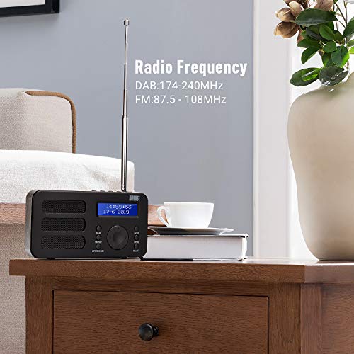 Tragbares Radio mit DAB+/DAB/FM - August MB225 - RDS 40 Presets Radiowecker Stereo/Mono Digitalradio mit Sleeptimer Doppelalarm Snooze und wiederaufladbare Batterie Audioanschluss einfach für Senioren – Bild 5