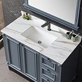 43 Inch Bathroom Vanity Top with Undermount Rectangular Sink, 4' Backsplash, Pre-Drilled Faucet Single Holes, 43'x22' Vanity Sink Tops for Bathroom Vanity Replacement (Cabinet Not Included)