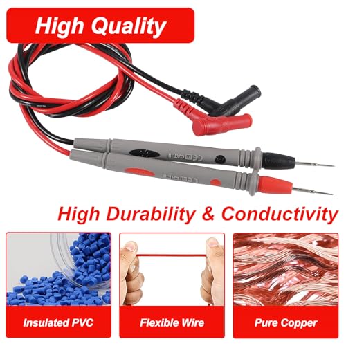 Image of Multimeter Leads CAT III 1000V 20A, Soft Silicone Digital Multimeter Probes Electrical Test Probe, Multimeter Test Leads with 4PCS 1000V 10A Crocodile Clips