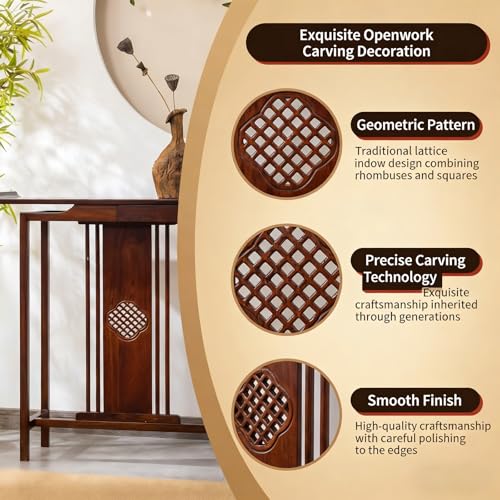 Mesa decorativa de madera maciza para pasillo y entrada de estilo clásico 4