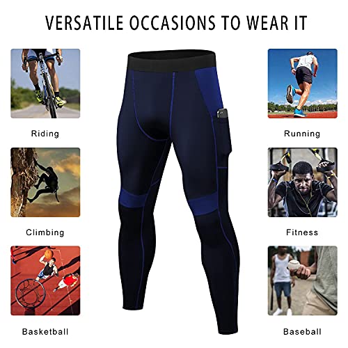 Pantalon de compression homme avec poches collant de course à pied sport - 5
