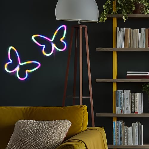 Image of 2PCS LED Neon Light Sign Butterfly Neon Signs Home Night Lights for Kids' Bedroom Decorative lamps Wall Art Romantic Christmas Birthday Gift