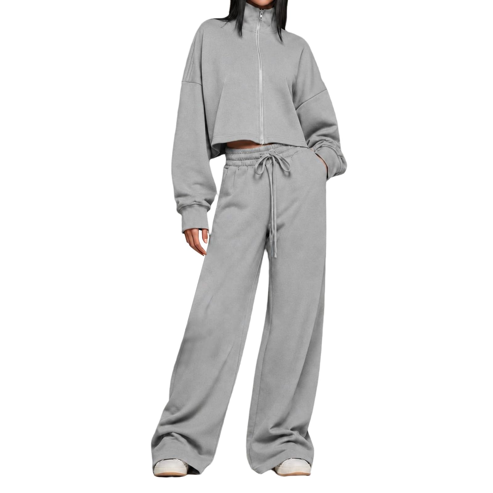 Completi Sportivi Donna 2 Pezzi Completi Palestra Manica Lunga Girocollo Completo Da Ginnastica Tuta Sportiva Casual Set Top E Pantaloni a Gamba Larga Tute Per Jogging Yoga Fitness Da Casa Autunno