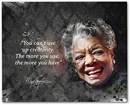 Maya Angelou Quotes Wall Art, 8″x10″ Unframed Art Print – Powerful Black Women History Inspirational Wall Art Décor. Great African American Classroom Art for Teachers, Librarians and Historians