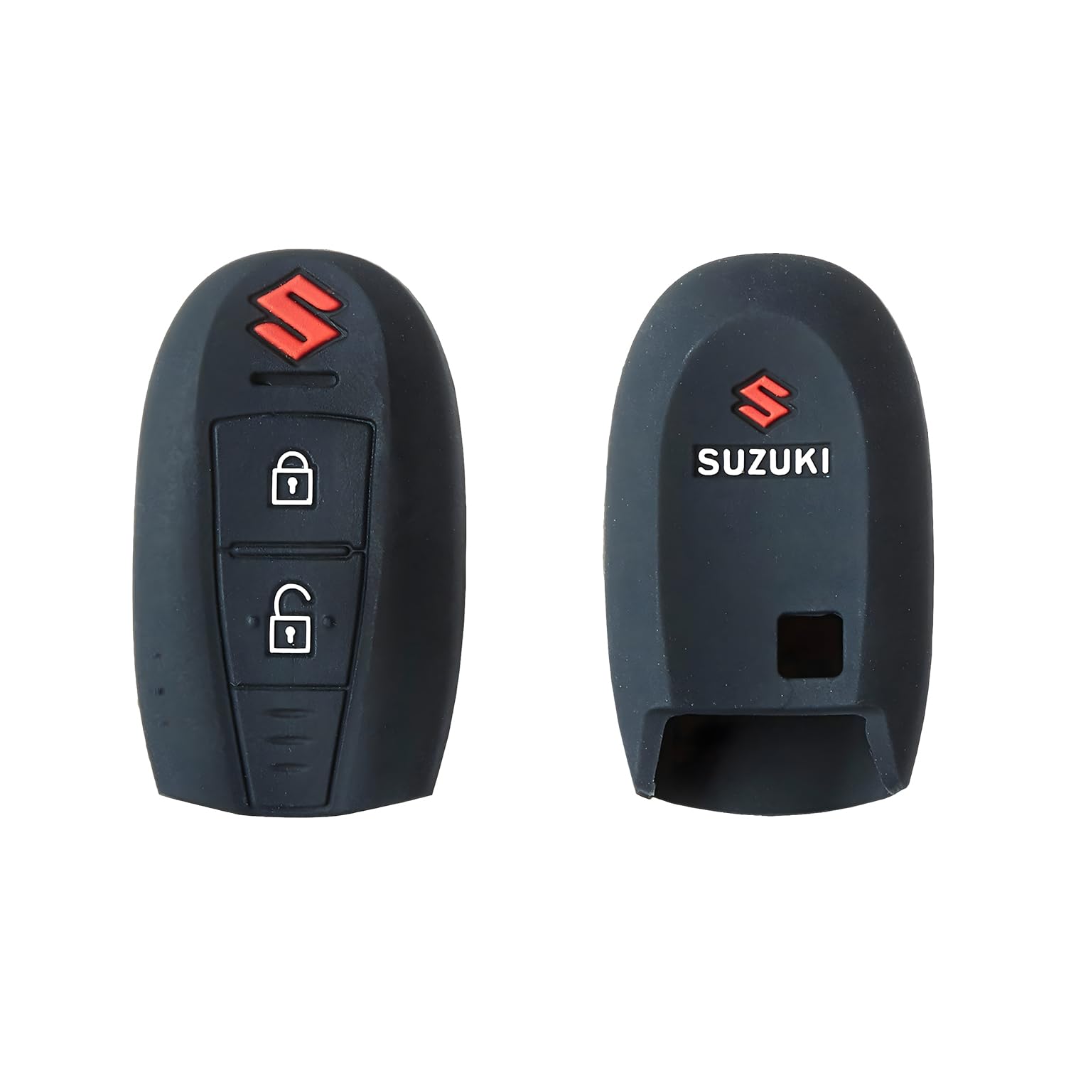 Silicone Car Key Cover for Maruti Suzuki Baleno | Ciaz | Swift | Ertiga | Ignis | Ritz | S-Cross | SX4 | Vitara Brezza 2 Button Smart Key Cover (Black)