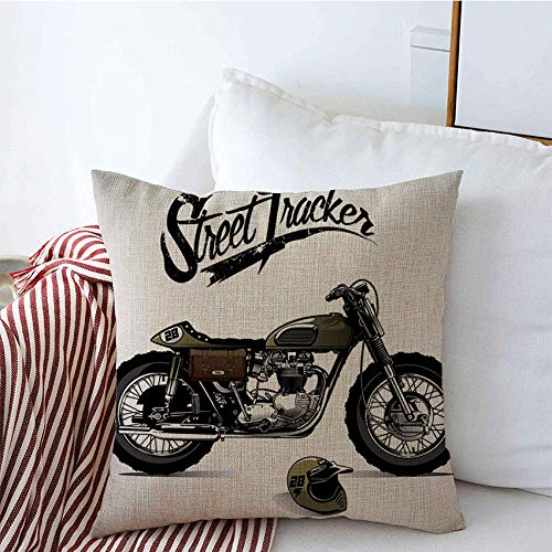 Throw Pillow Covers Sport Adventure Club Vintage Motorcycles Motorcycle Motocross Custom Poster Transportation Engine Linen Square Pillow Cushion Covers for Couch Sofa 16x16 Inch