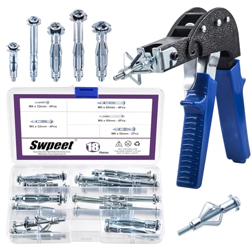 Swpeet 19Pcs Zinc Plated Wall Anchor Assortment Kit
