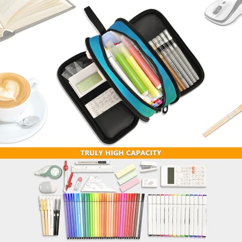 Image of Soccer Football on Field Pencil Case Box Boys Girls Large Pencil Pouch with Zipper Compartments Big Capacity Stationery Pen Bag Organizer for Kids Teens Adults School