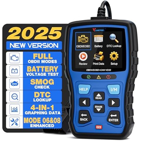 VDIAGTOOL VD30 Enhanced OBD2 Scanner, Car Code Reader, Universal Check Engine Light Code Reader, Auto Diagnostic Tool for All OBDII Vehicles, Turn Off CEL, Read/Clear Codes, Live Data, Voltage Test Cover