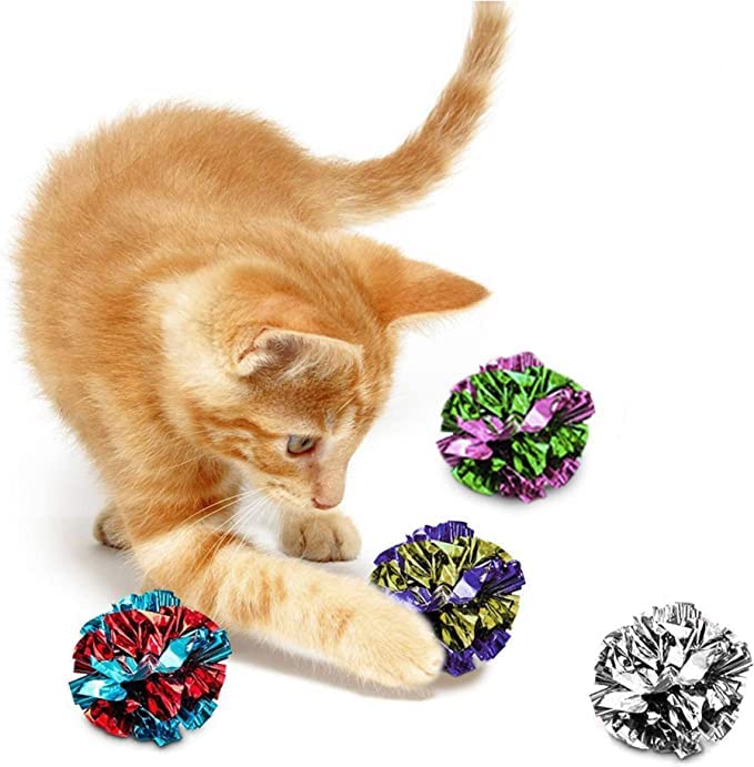 SunGrow Cat Crinkle Balls, 3.8-5 cm, Lightweight, Ideal for Kittens and Adult Cats (24 Pieces, Multicolor) - Image 2