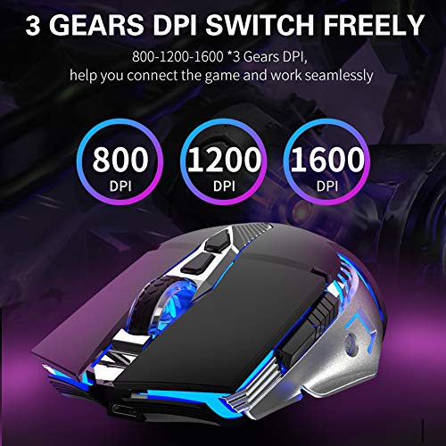 Aula Sc200 Bluetooth Mouse, Rechargeable Wireless Gaming Mouse, With Side Buttons, Rgb Led Backlit, Multi-Device (Bt5.0+Bt3.0+2.4G) Computer Cordless Mouse For Pc/Mac Laptop, Tablet, Desktop, Black #TOP3