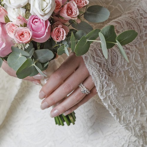 Bling Jewelry Art Deco Style Traditional 3Ct Cubic Zirconia Round Brilliant Cut Round Solitaire Eternity Band Aaa Cz Anniversary Wedding Engagement Ring Set Band For Women .925 Sterling Silver #TOP6