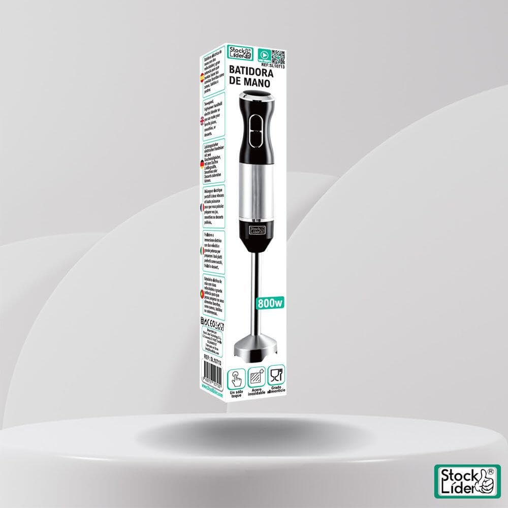MayMax Batidora de Mano Electrica 800W con Dos Velocidades - Brazo Batidor Potente y Ergonomico para Pures Batidos Salsas y Cremas Caseras