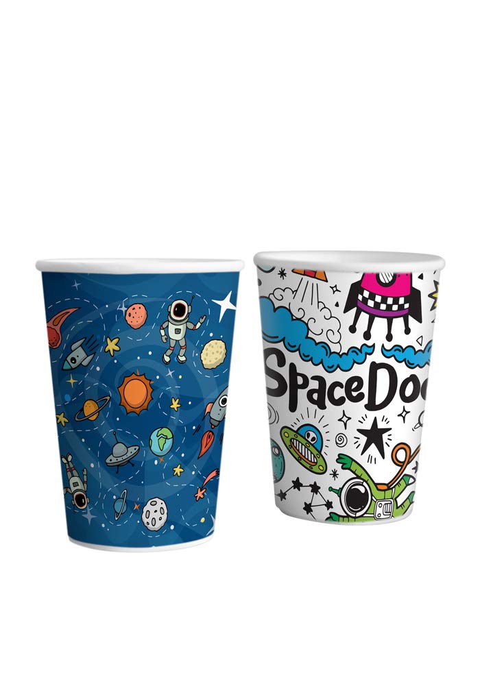 pack of 20 space theme paper cups |space or universe theme party supplies- Multi color