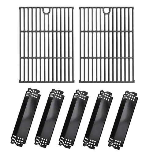Image of SafBbcue Grill Parts Kit for Home Depot Nexgrill 5 Burner 720-0888N 720-0888S 720-0888 4 Burner 720-0830H Replacement Parts, Porcelain Steel Grill Heat Plates & Cast Iron Cooking Grates for Nexgrill