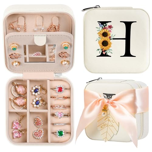 AYGXU Teen Girls Gifts,Travel necessary Jewelry Case,Travel Jewelry Organizer,Jewelry Box Organizer,Engagement Gift,Teen Girls Gifts for Teenage Girls Birthday,Initial H white