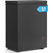 TABU 3.5 Cubic Feet Chest Freezer, Freestanding Compact Top-Opening Deep Freezer with 7 Level Adjustable Thermostat &amp; Removable Basket, Low Noise(Black, 3.5 Cu.Ft.)