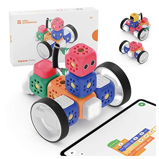 Robo Wunderkind Robots för barn 5 år och uppåt - Prisbelönta STEM leksaken för barn som vill lära sig programmera - Robotleksak kompatibel med byggstenar (Explorer Prime Kit - 22 delar)