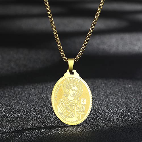 Collar Colgante Collar con Colgante de Santa Bárbara para Hombre, medallón Redondo, joyería Antigua, mitología, Gargantilla Griega, Vestido, Regalo Joyas Fiesta