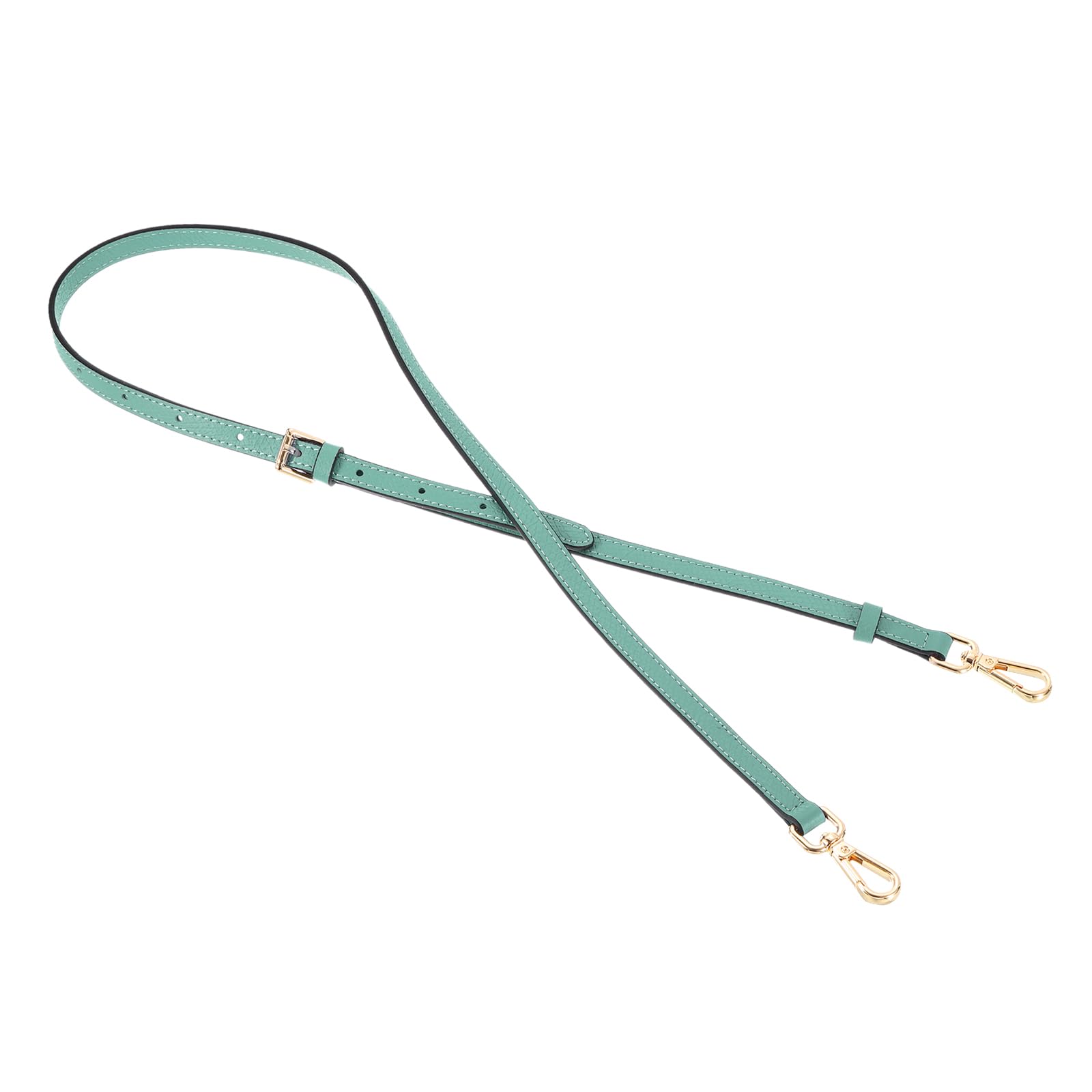 Sangle de sac à main en cuir véritable bleu lac et finitions dorées chic - 8