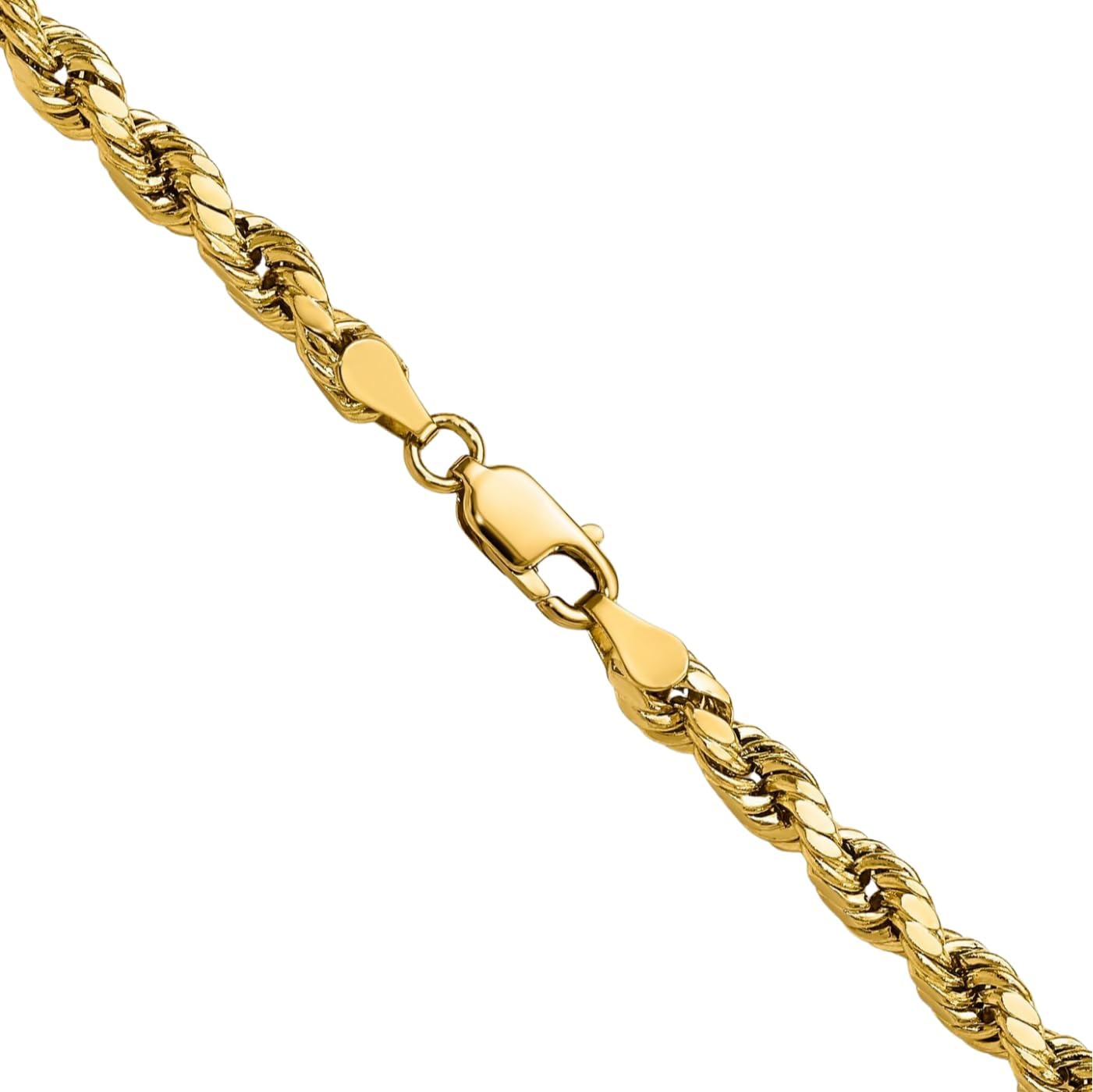 IceCarats 10K Yellow Gold 4mm Thick Rope Chain Necklace, Diamond Cut, Polished