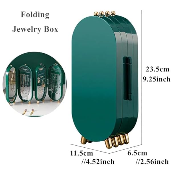 Tvoip Earring Organizer Stand，4-Layer Small Foldable Dustproof Jewelry Holder with 153 Holes For Women Earrings, Earring Backs, Necklaces,Display Jewelry Organizer (Green) by Tvoip - Image 4