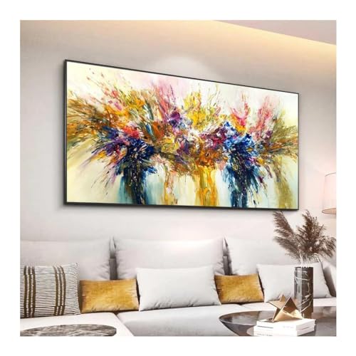 Tableau sur toile fleur moderne 70x140 cm encadré pour salon
