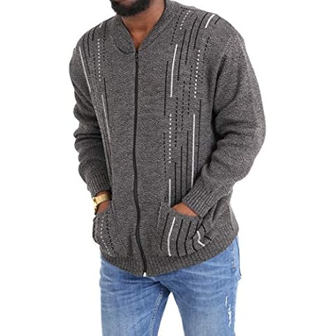 Louie James Men's Striped Cardigan - Charcoal Cover