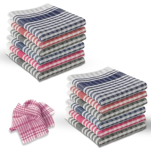 Image of GLUN Pack of 12 Cotton Kitchen Cloth Napkins & Duster | Multipurpose Cleaning Cloth for Fridge, Table, Kitchen Platform & Roti | Highly Absorbent | 17 x 17 Inches | Multicolor