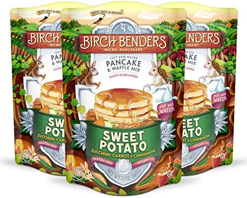 Birch Benders Sweet Potato Just-Add-Water Pancake & Waffle Mix, 12 Ounce (Pack of 3)