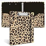 3 Ring Binder 1 Inch, Cute Leopard Decorative Hardcover Low Profile Clipboard with Storage, 1'' Round Ring Binders for Letter Size Paper, Binder Organizer for School Office Supplies(Cheetah Spots)