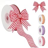 3 Pcs Nastro Gingham Passamaneria Decorativa, Rosso Giallo Viola 16mm*9.4m