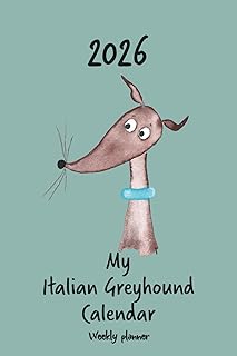 Calendar 2026 (UK) - My Italian Greyhound calendar: Weekly planner - red Italian Greyhound