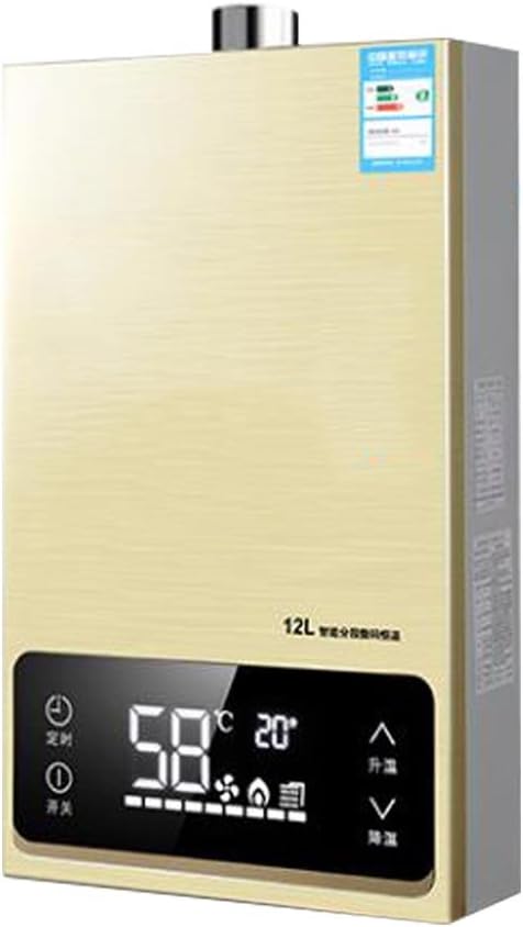 Greawei@ Portable Natural Gas Instant Water Heater, Propane Tankless Water Heater Stainless Instant Boiler 24KW Tankless Instant Boiler With Shower Head and LCD Display (12L) Camping/House Shower R
