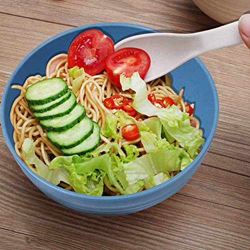 26 OZ Wheat Straw Cereal Bowls with Dust-Proof Lid, Reusable Bowls for Kitchen, Set of 4, Microwave and Dishwasher Safe, for Soup, Oatmeal, Ramen, RV, Camping,College Dorm Room, Coastal - image 5