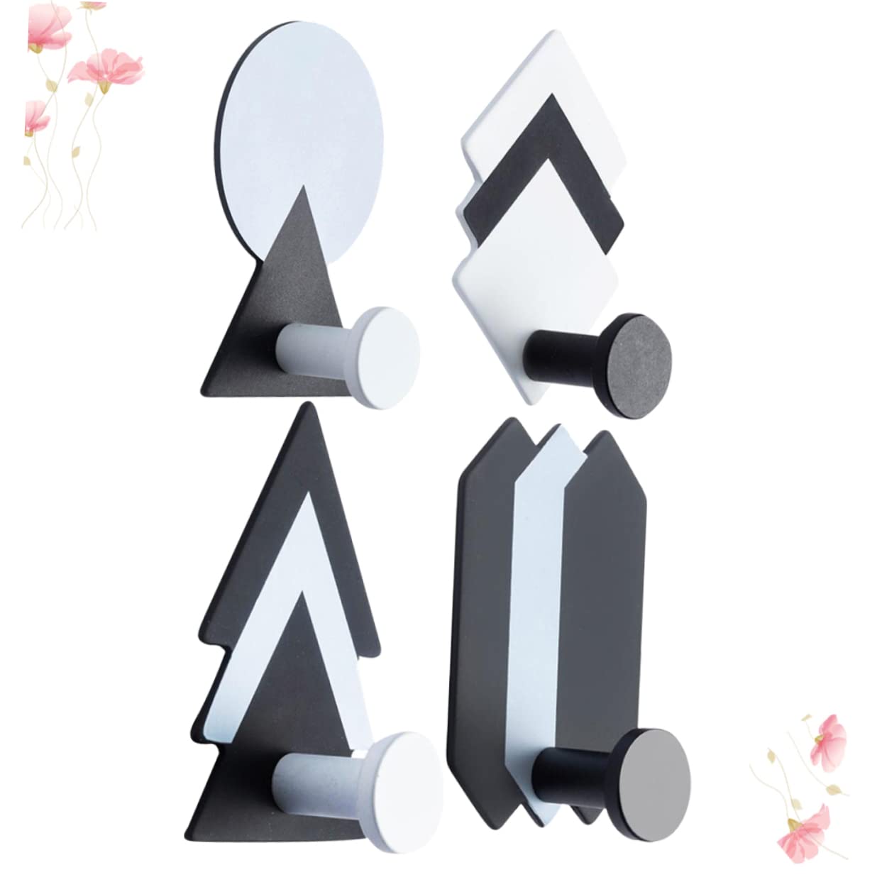 POPETPOP 12piezas Ganchos Adhesivos De Hierro Diseño Geométrico Para Decoración De Pared Soportes Para Cocina y Baño Sin Perforaciones Fáciles De Instalar